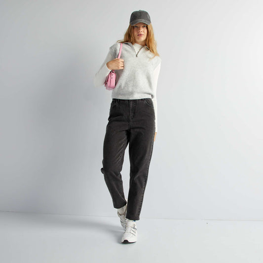 Mom-fit denim trousers GREY