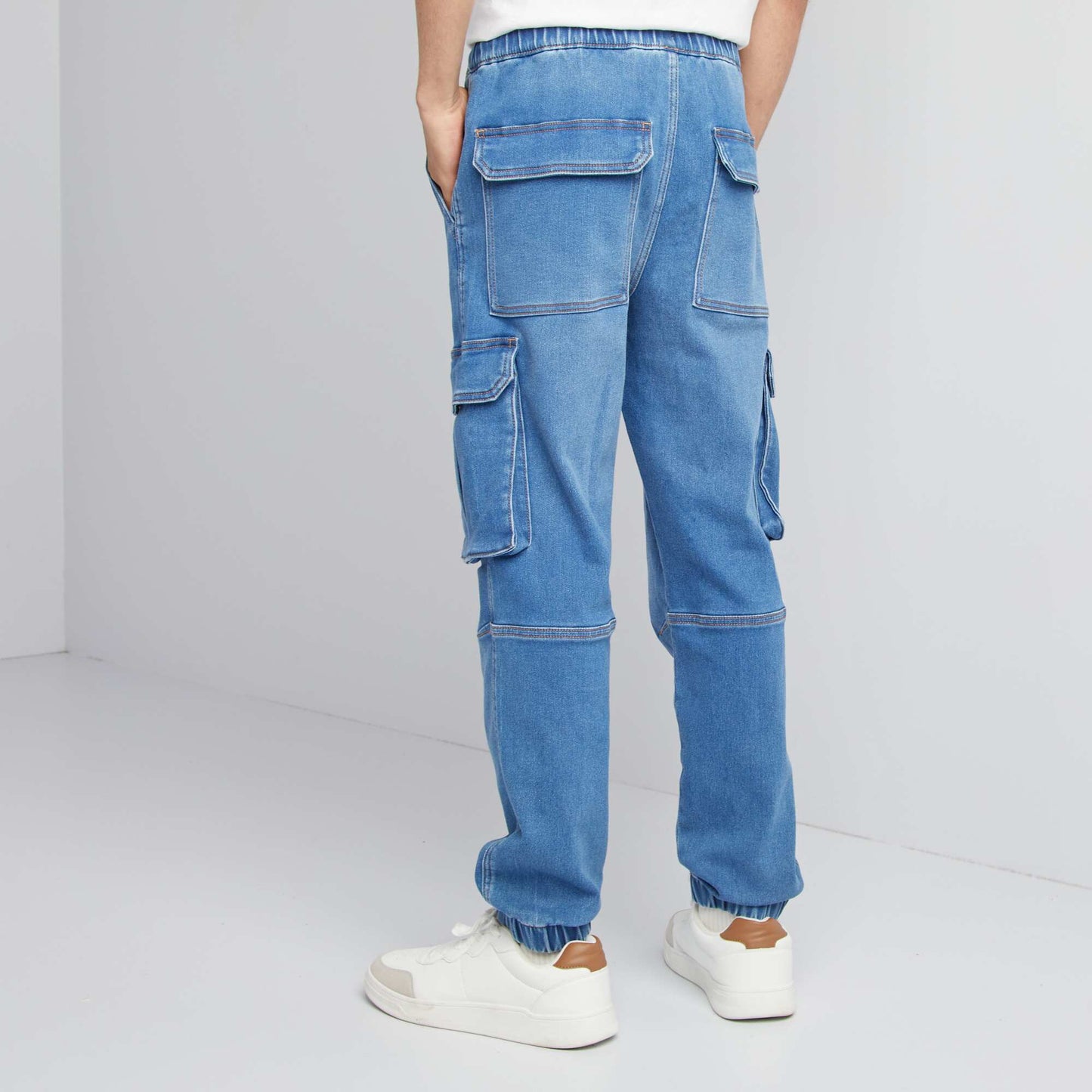 Denim jogger-style trousers BLUE