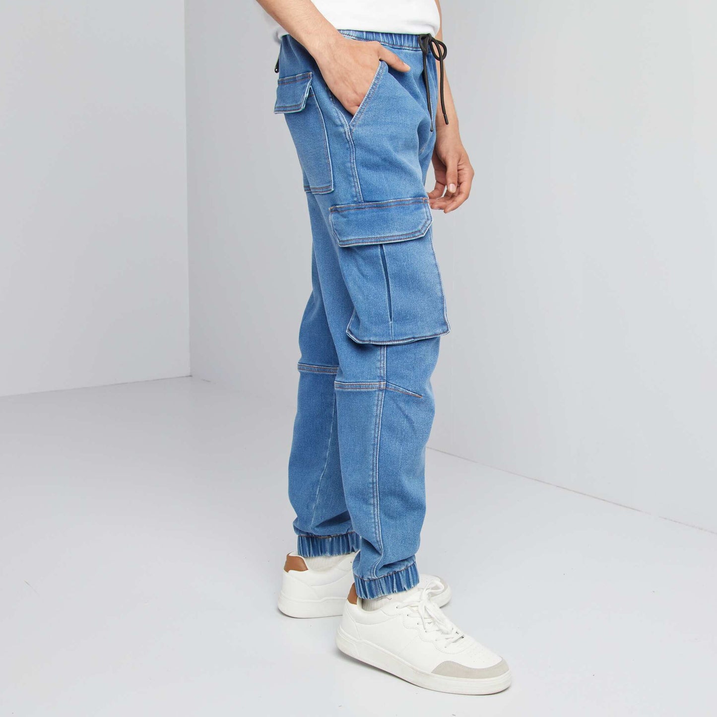 Denim jogger-style trousers BLUE