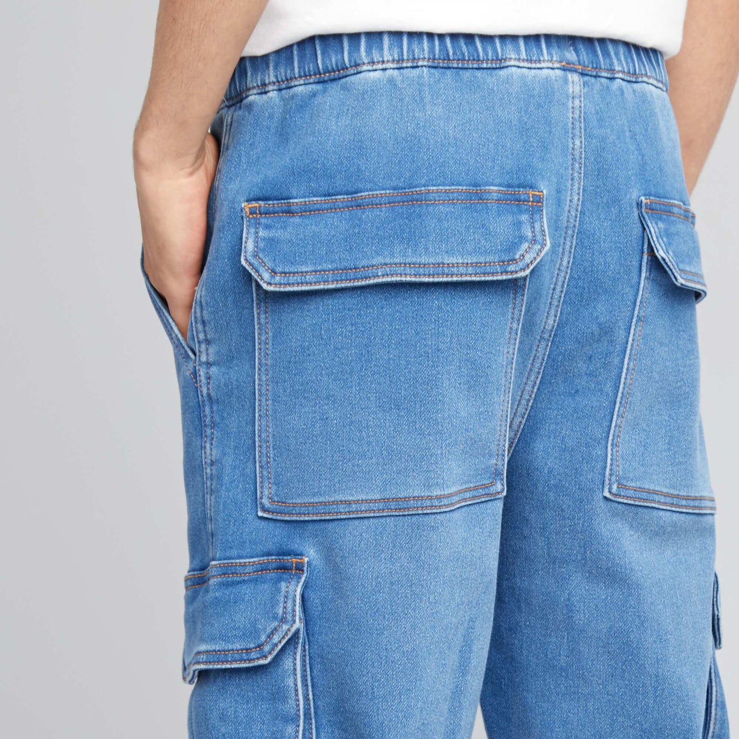 Denim jogger-style trousers BLUE