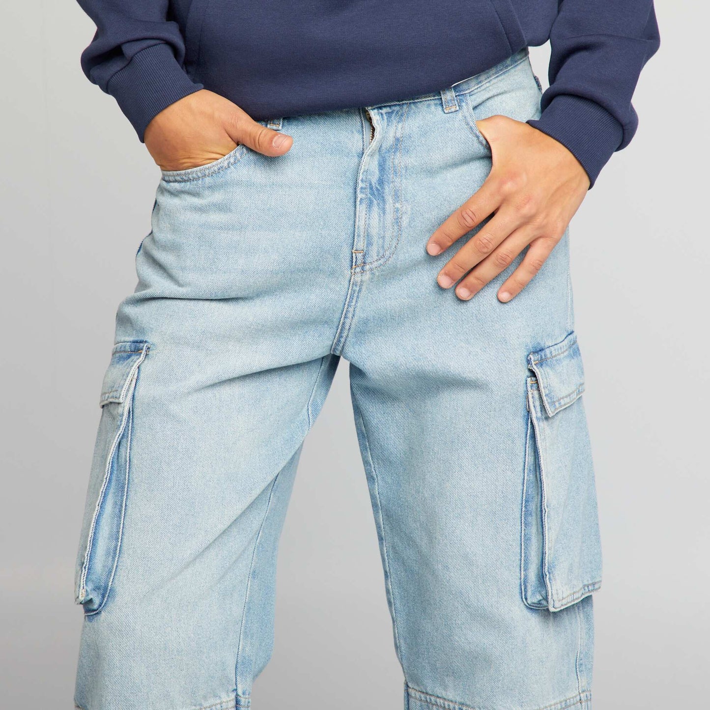 Wide-leg multi-pocket jeans BLUE