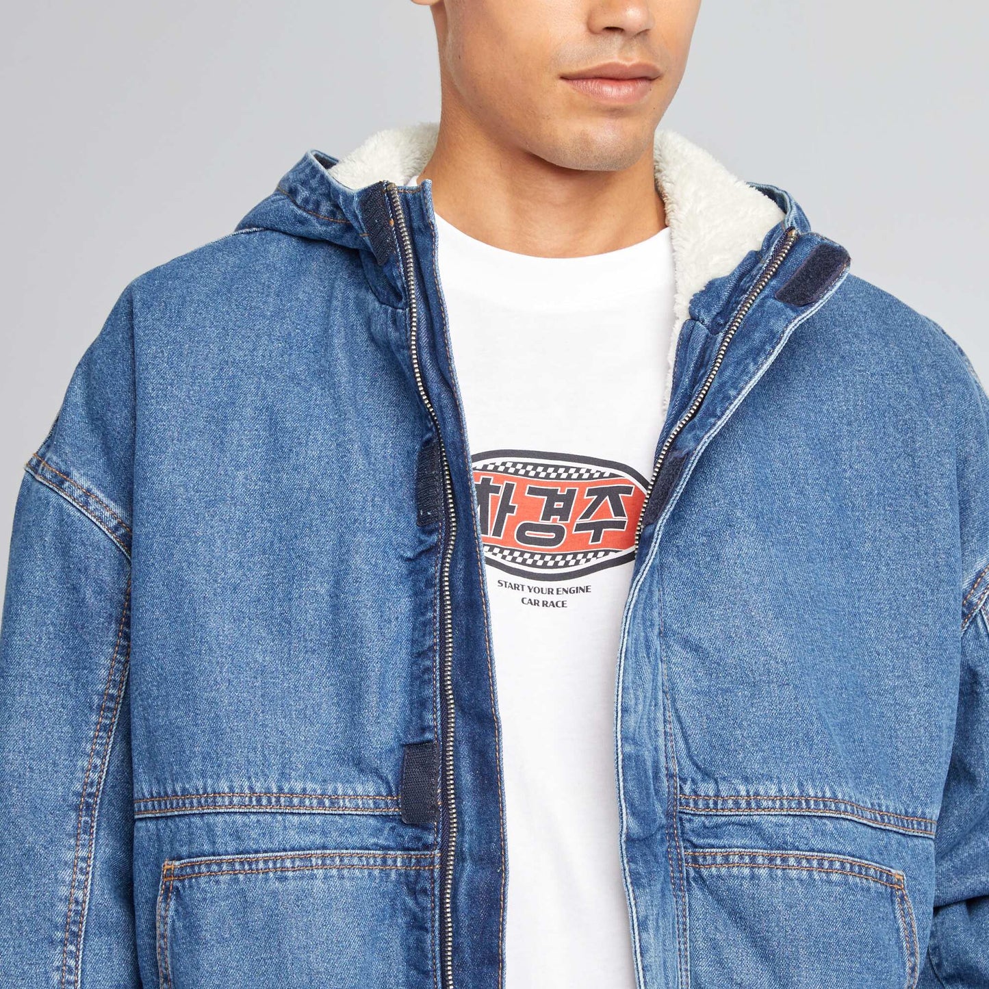 Denim jacket with Sherpa lining BLUE