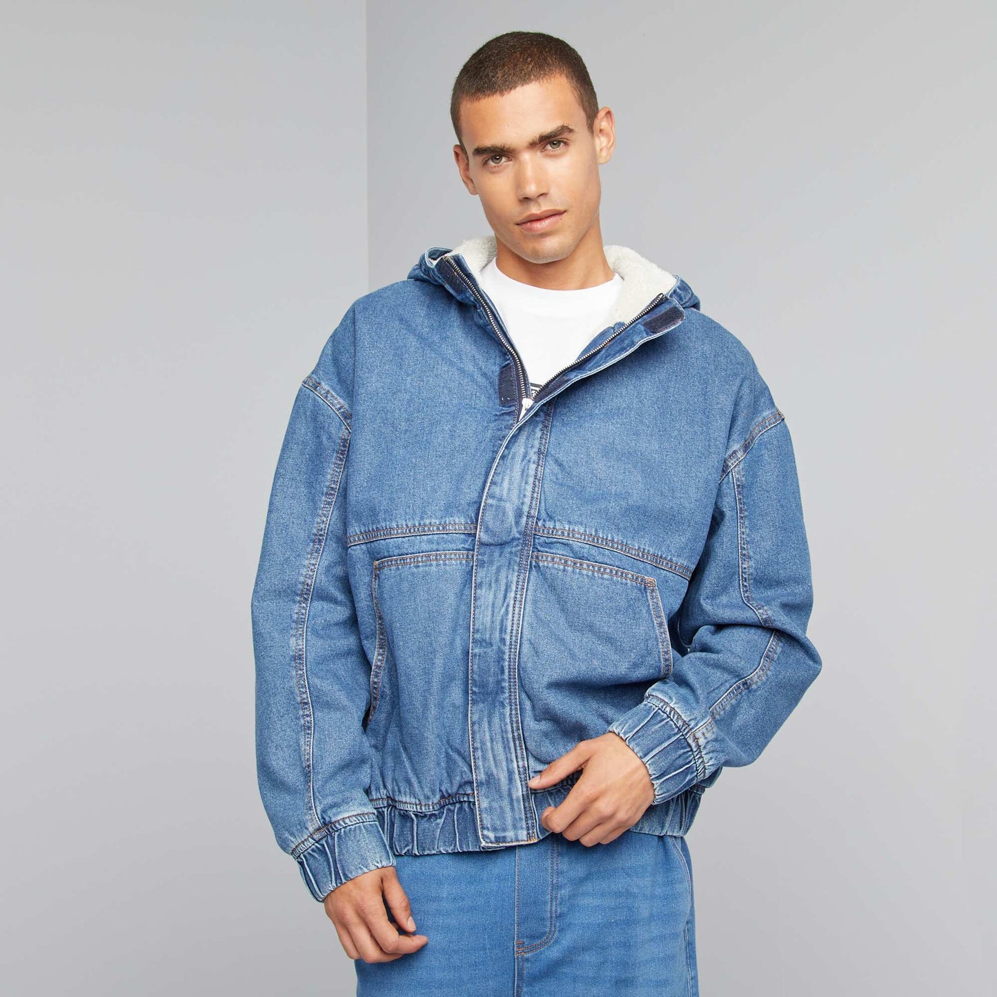 Denim jacket with Sherpa lining BLUE