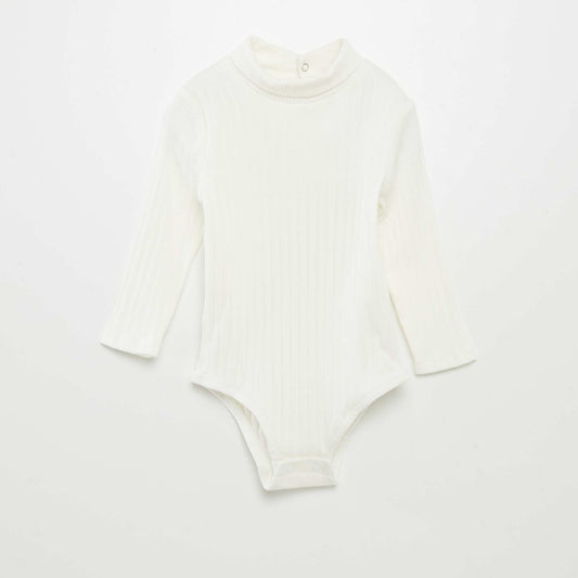 Ribbed turtleneck bodysuit WHITE