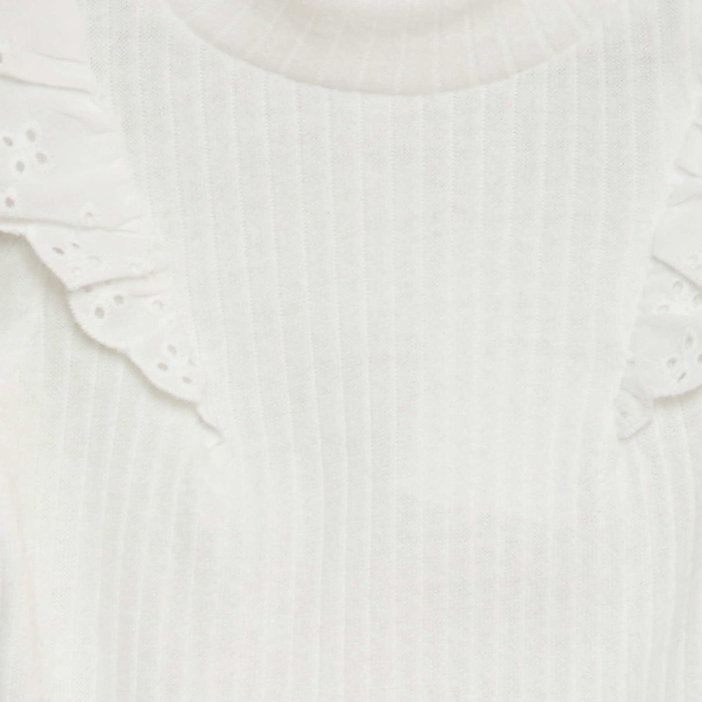 Ribbed T-shirt with ruffled shoulders WHITE