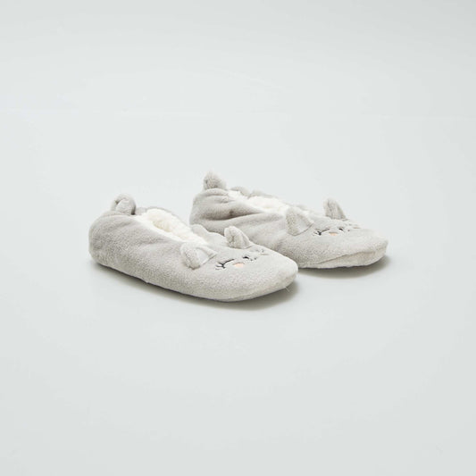 Fleece cat slippers GREY