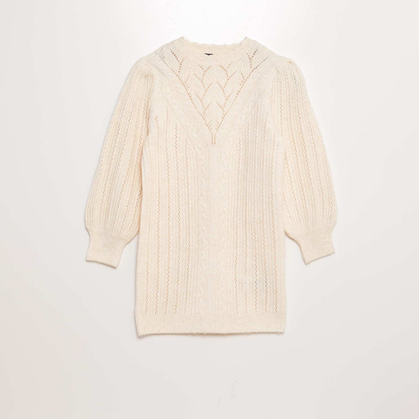 Openwork cable-knit sweater dress WHITE