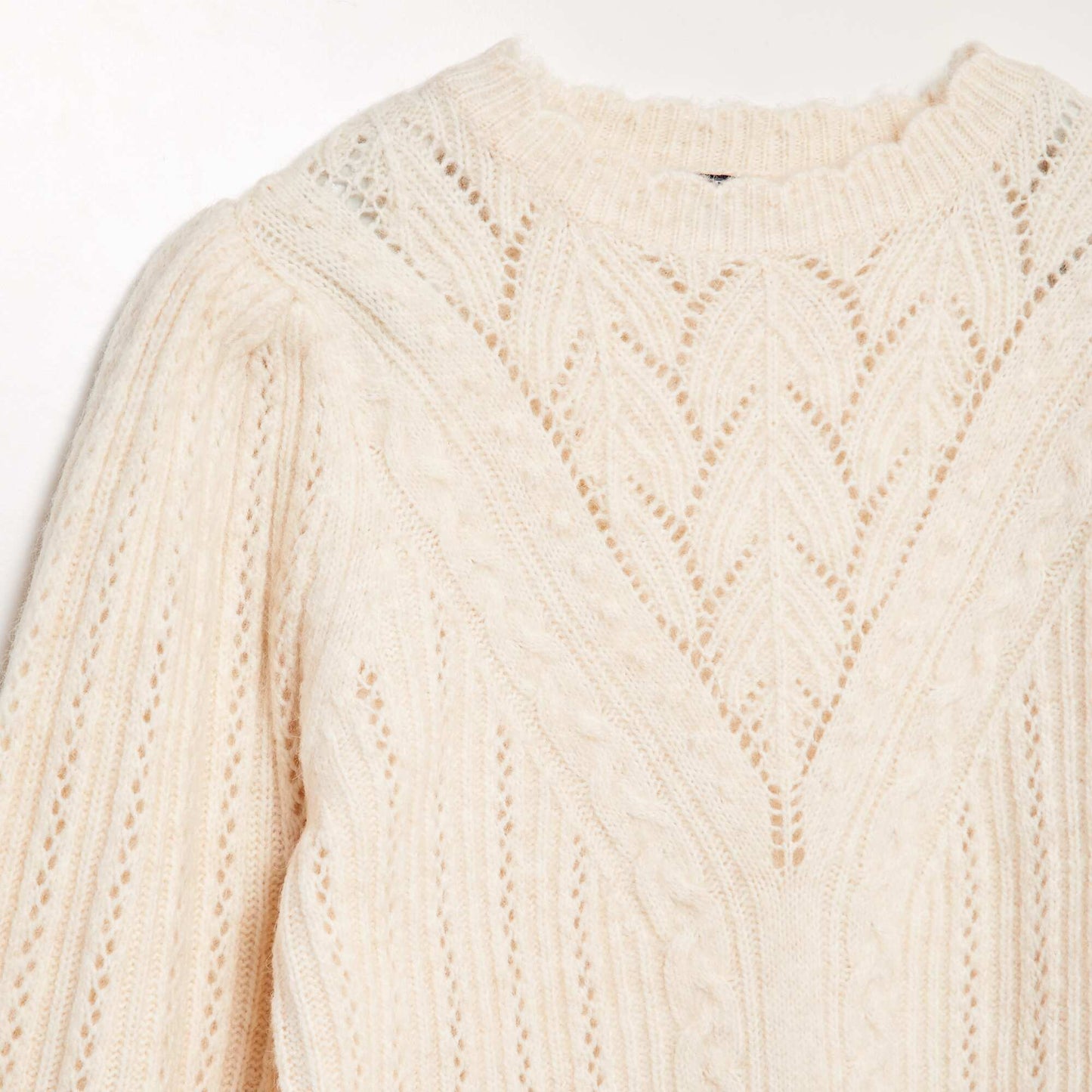 Openwork cable-knit sweater dress WHITE