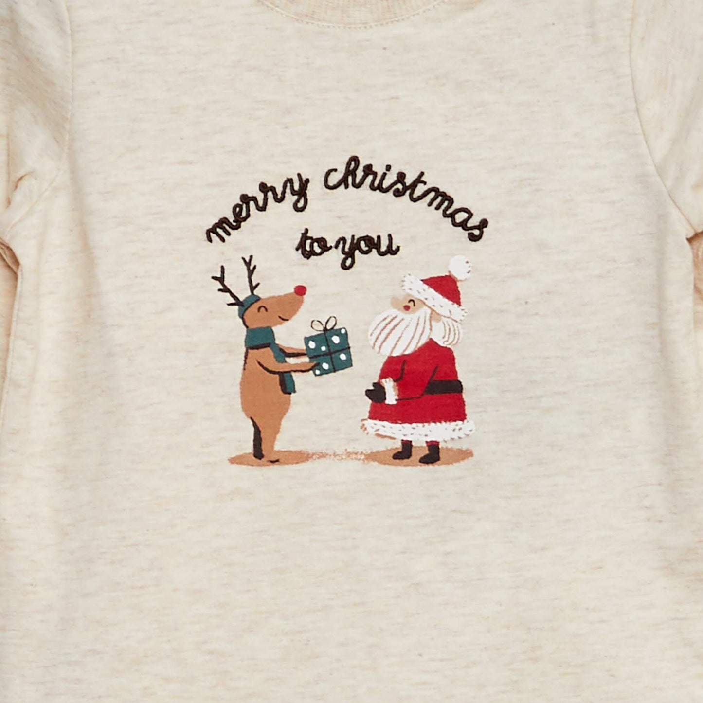 Long-sleeved Christmas T-shirt BEIGE