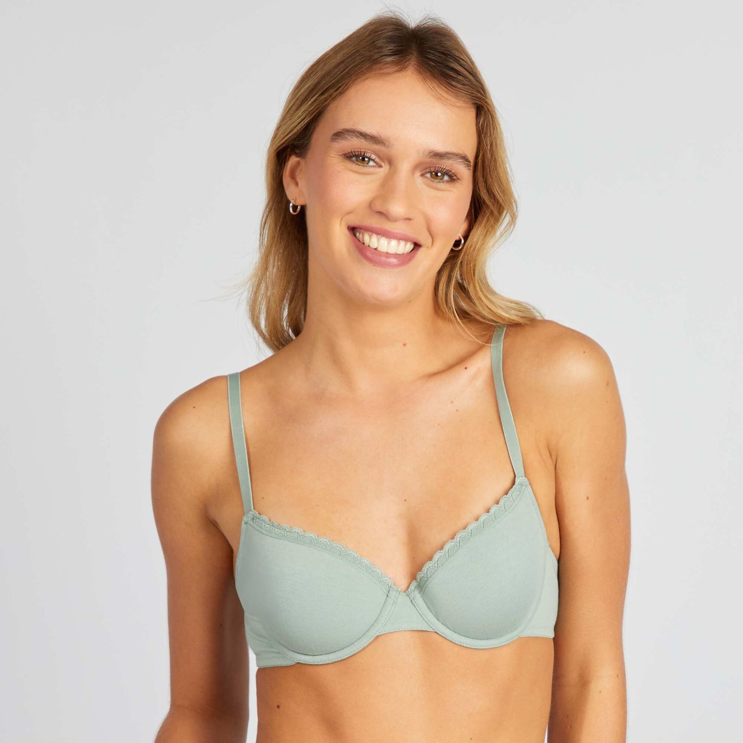 Padded cotton bra GREEN