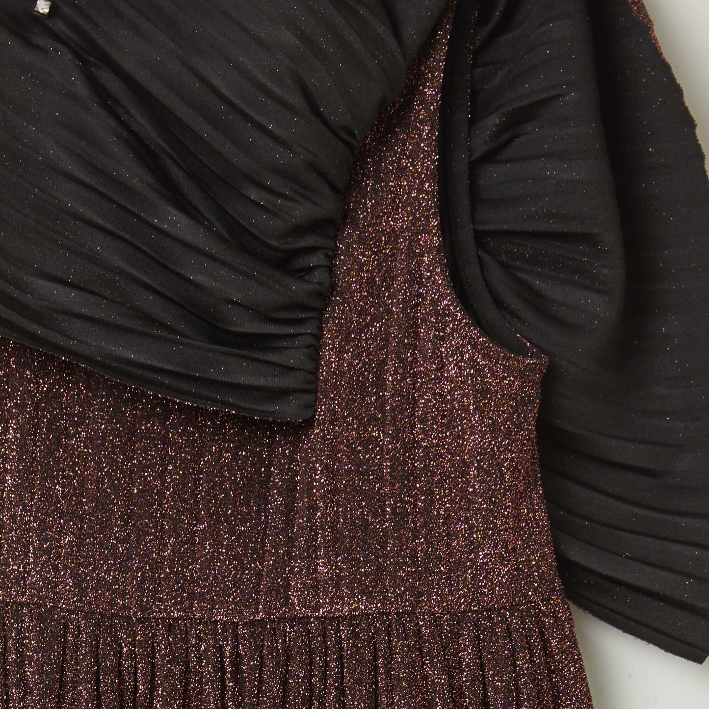 Glittery pleated dress BLACK