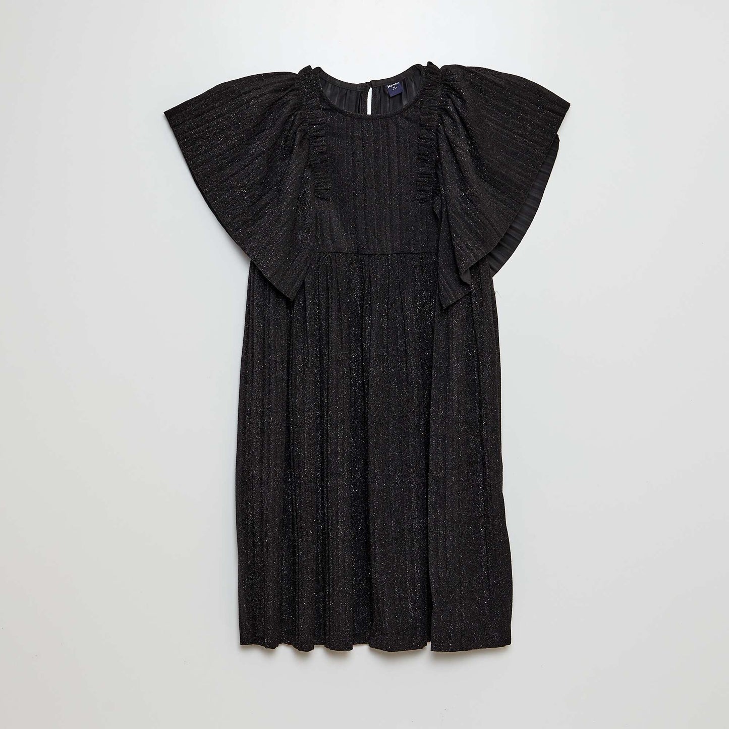 Glittery pleated dress black