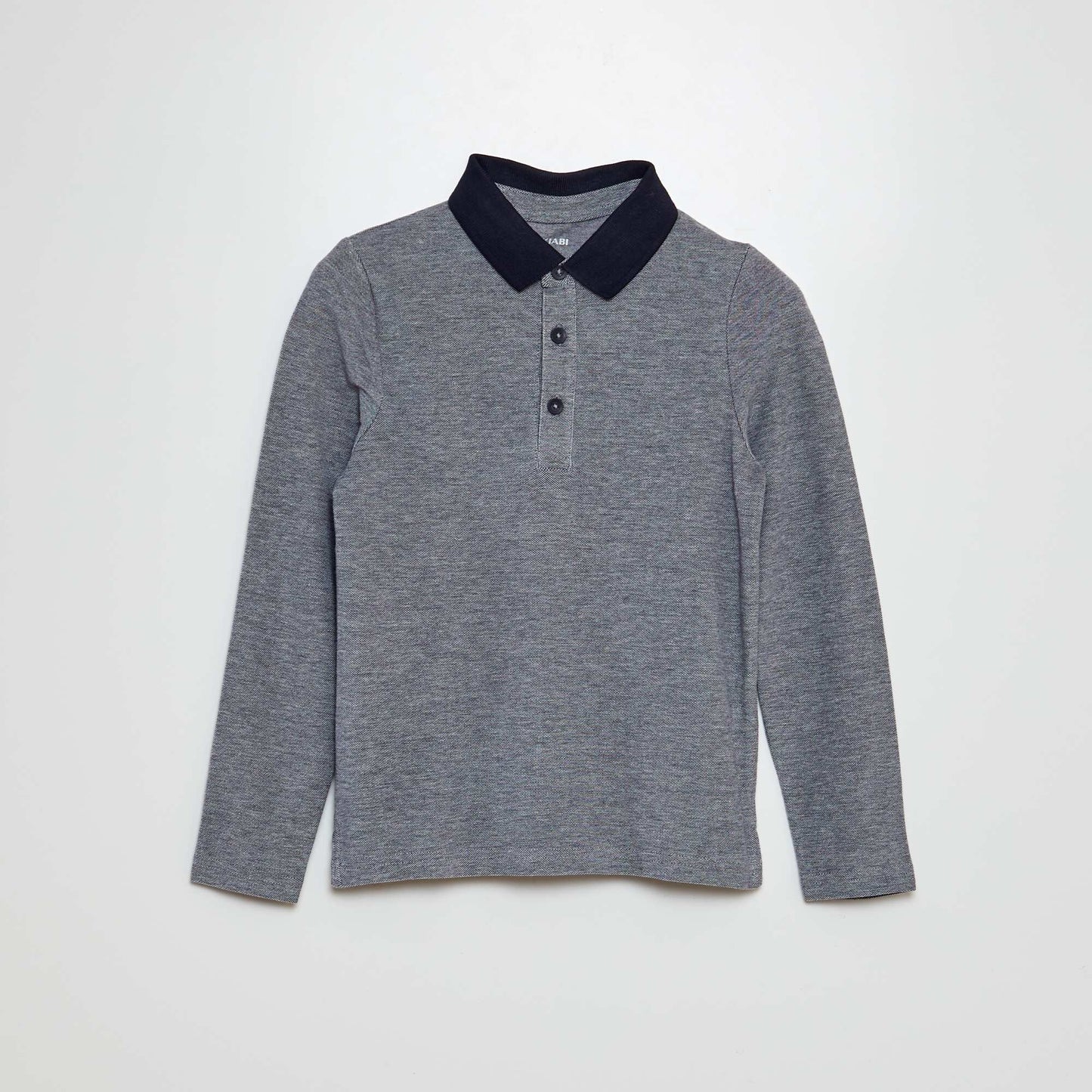 Long-sleeved cotton piqué polo shirt BLUE