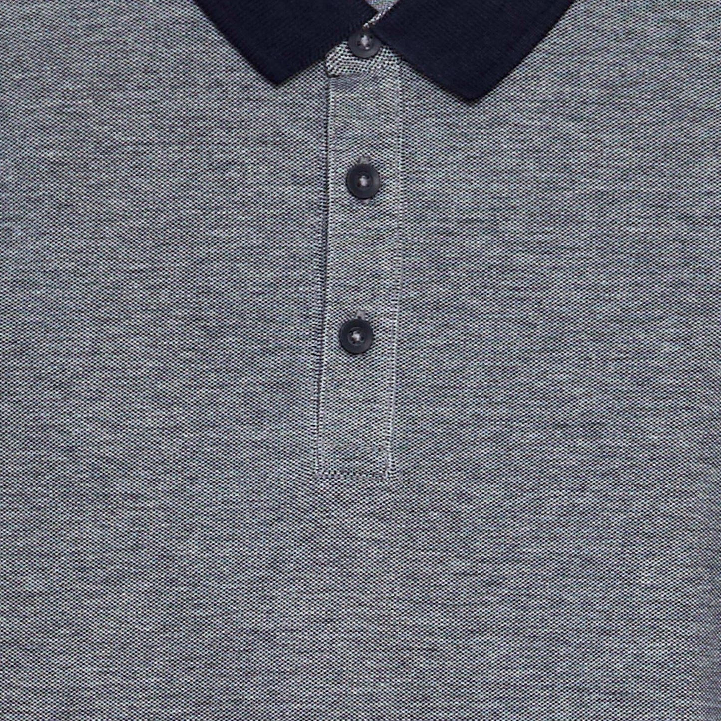 Long-sleeved cotton piqué polo shirt BLUE