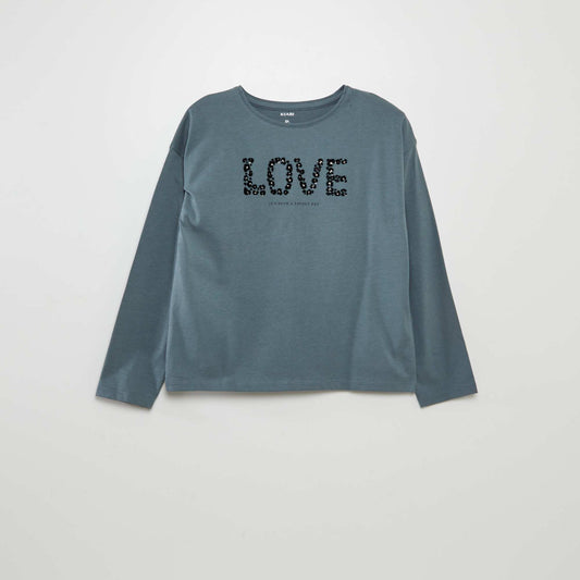 Long-sleeved printed T-shirt GREEN