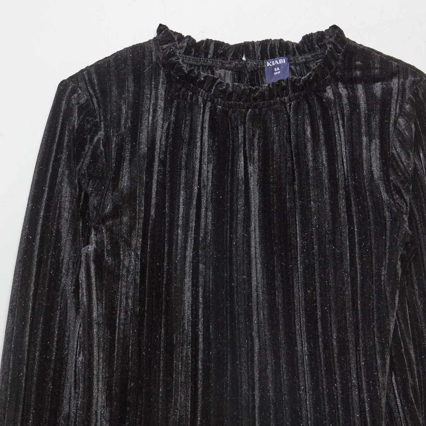 Pleated velour T-shirt black