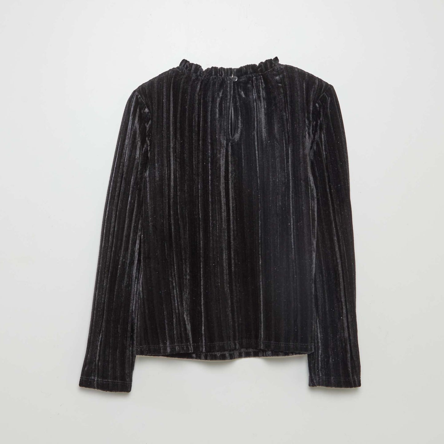 Pleated velour T-shirt black