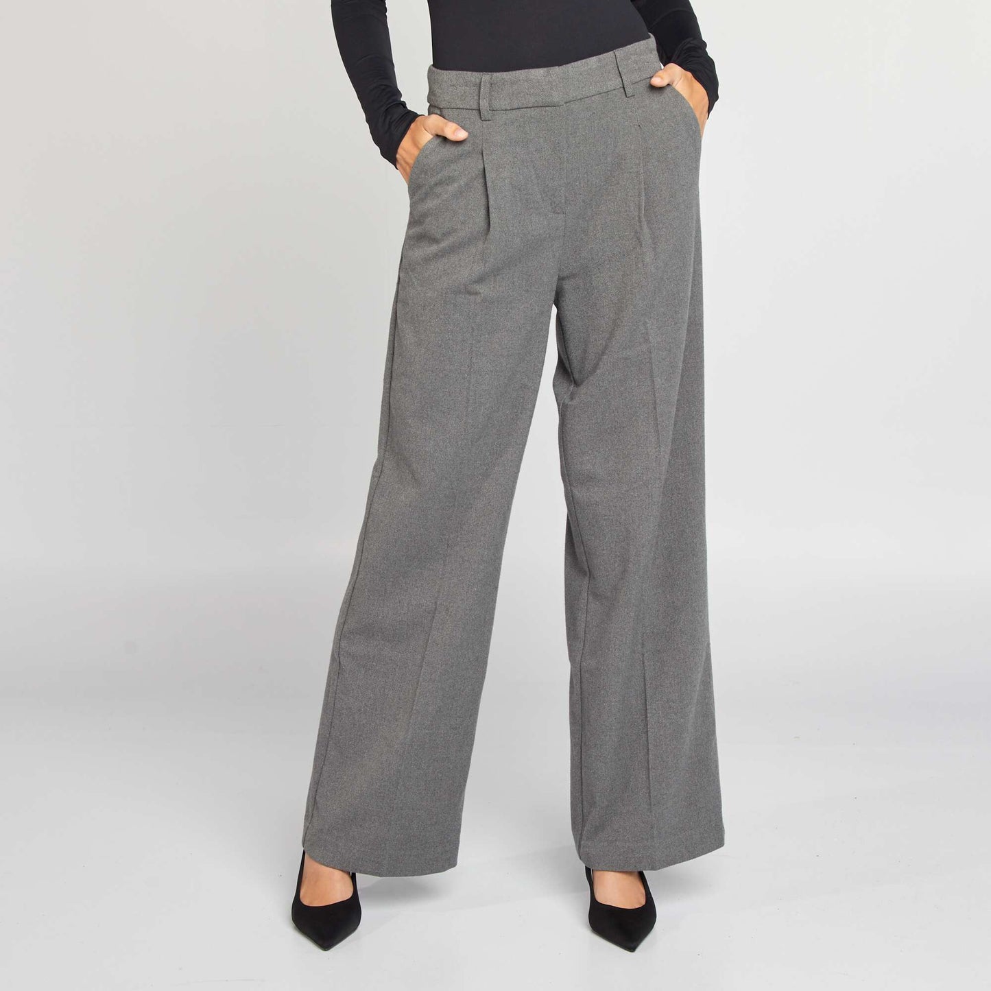 Wide-leg flannel trousers GREY