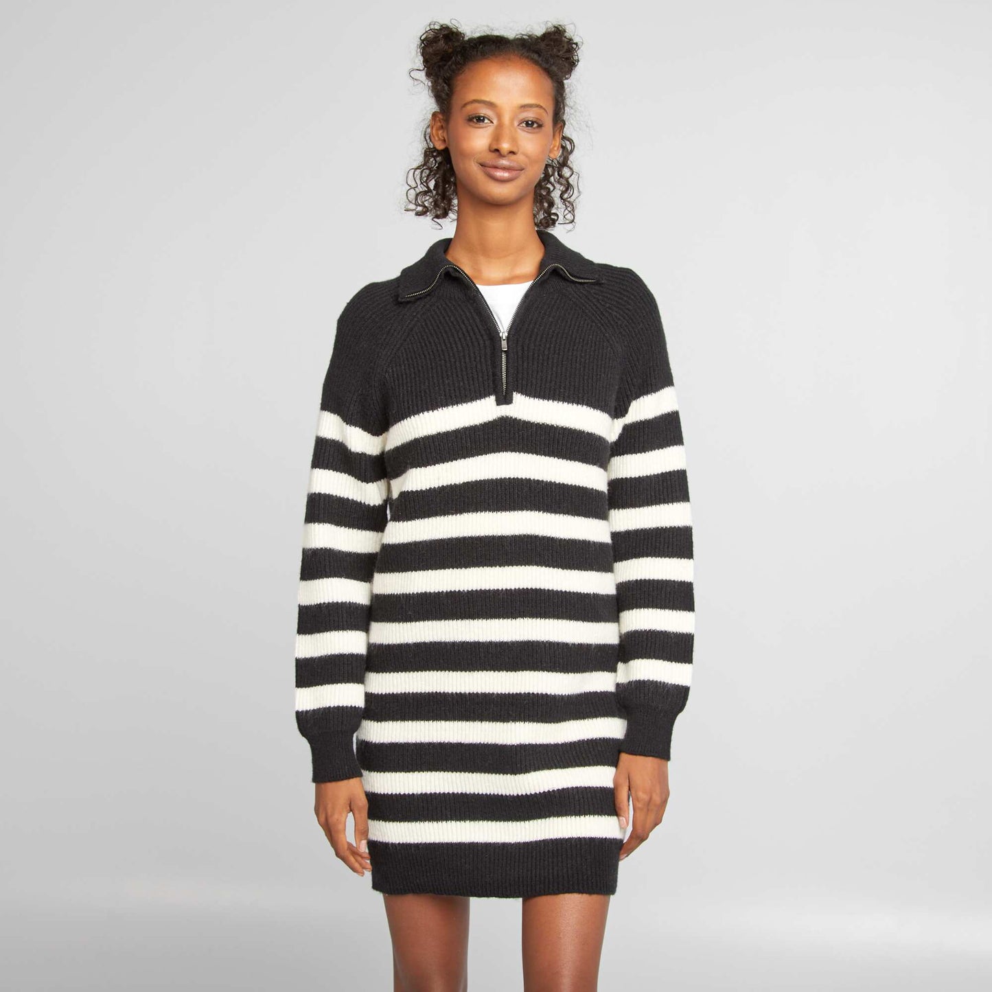 Jumper dress with zip-up high neck BLACK