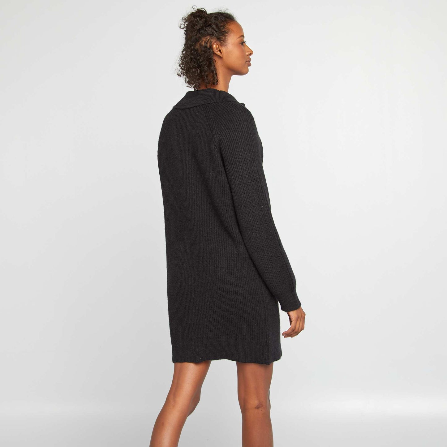 Jumper dress with zip-up high neck black