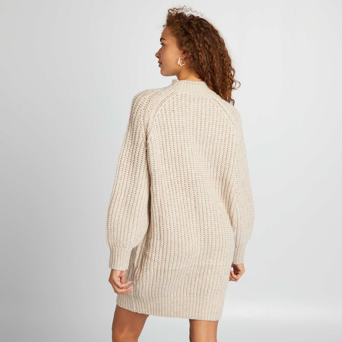 Chunky knit sweater dress BEIGE