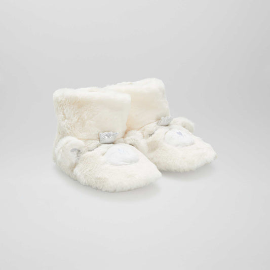 Christmas slippers - Bear WHITE