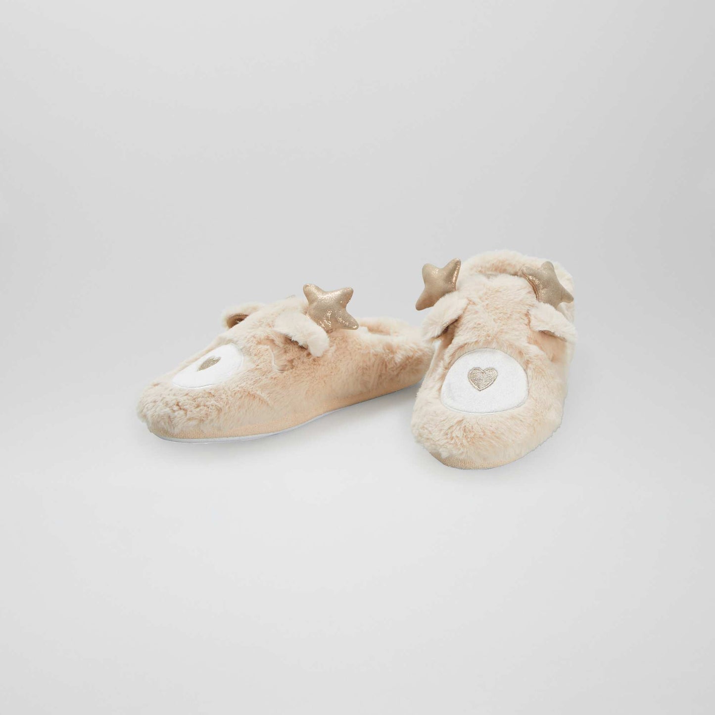 Reindeer mule slippers beige