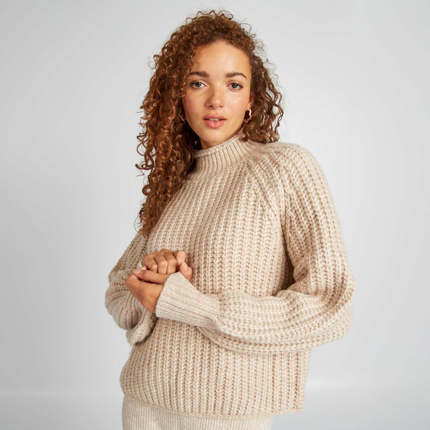 High-neck jumper BEIGE