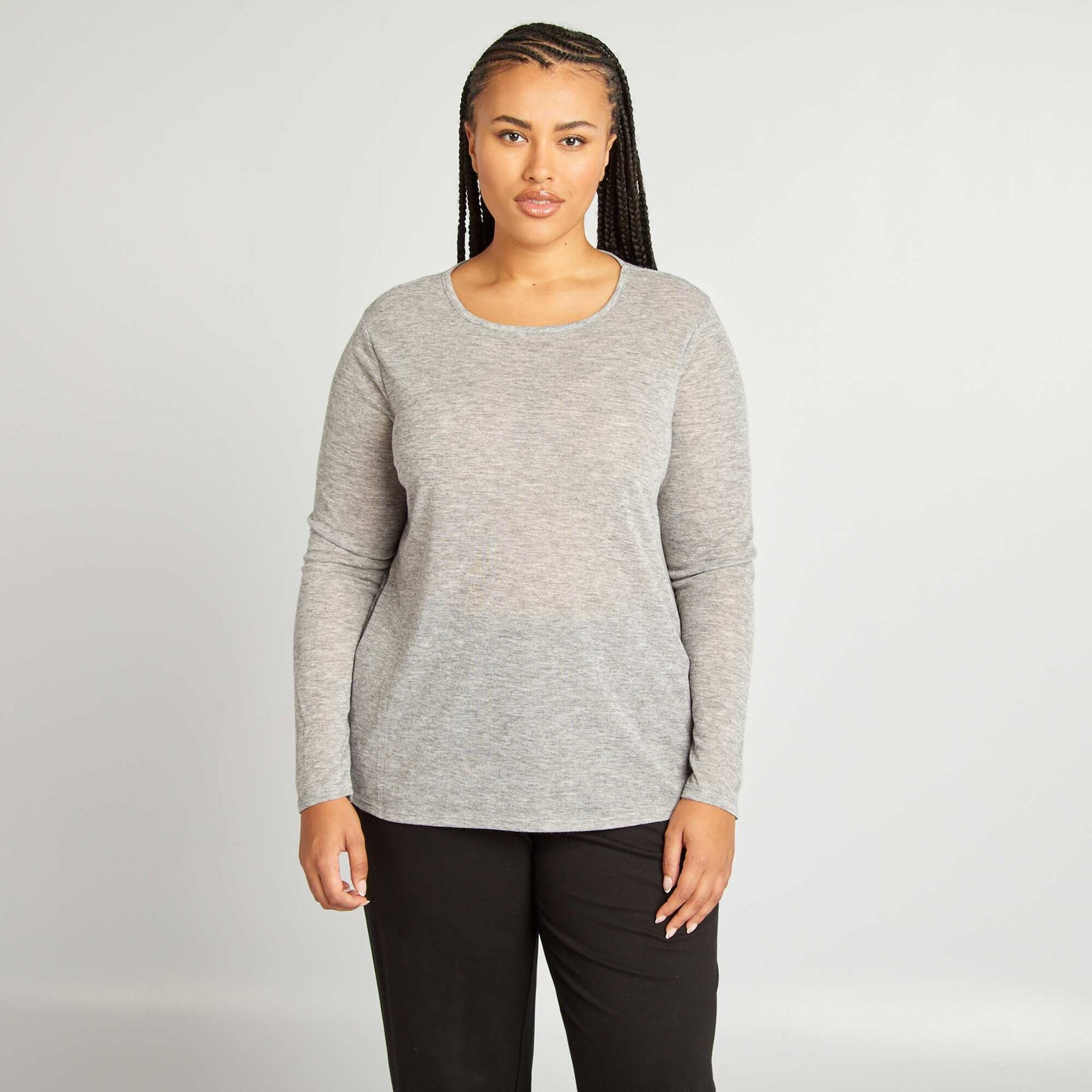 Lightweight round neck T-shirt GREY