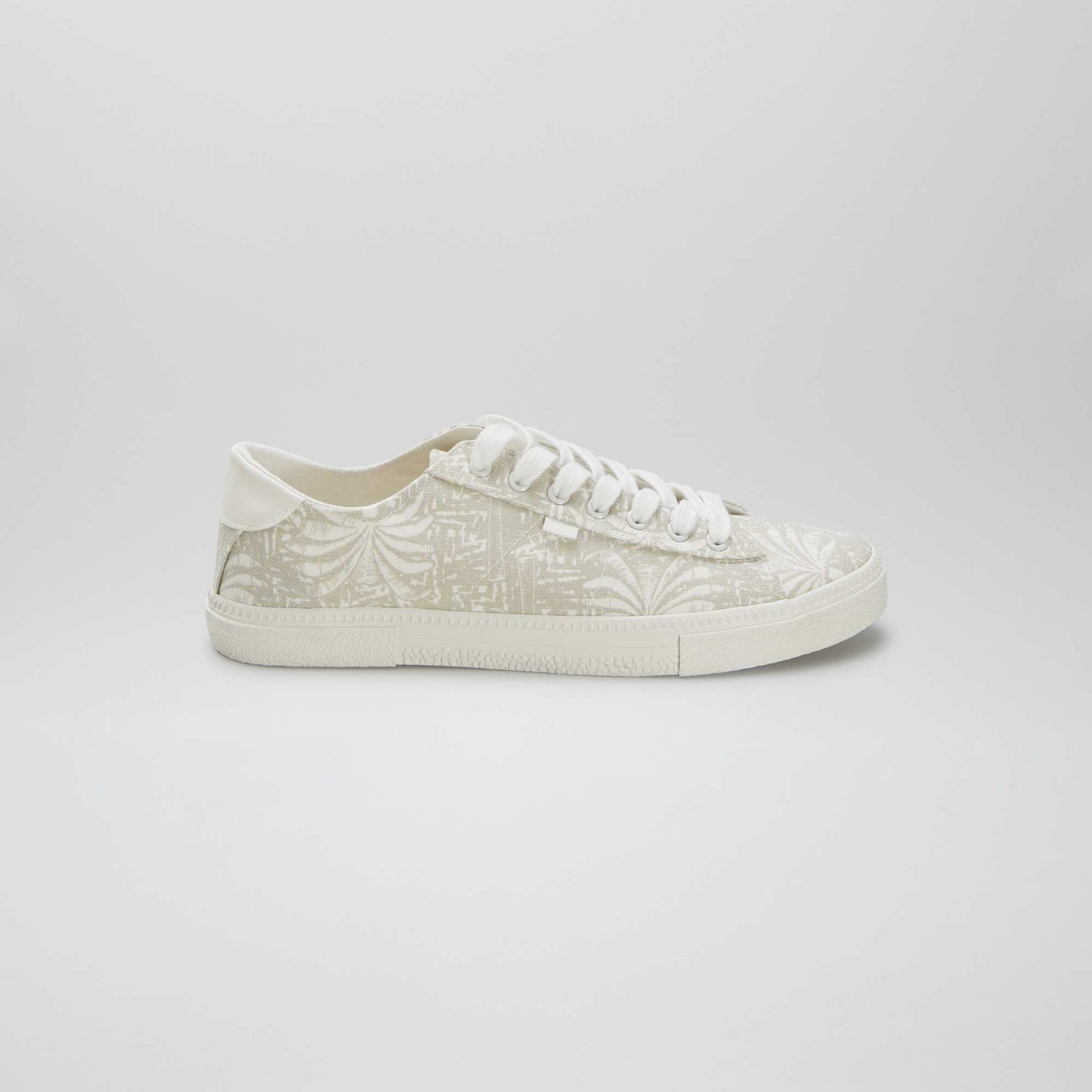 Low-top printed canvas trainers BEIGE