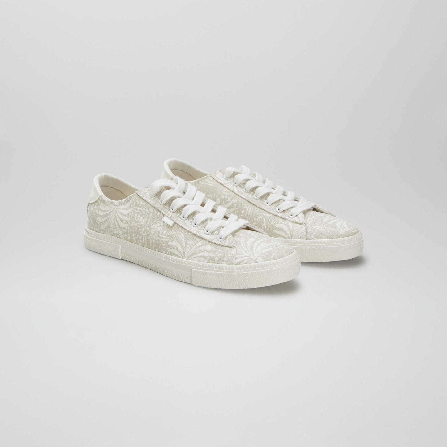 Low-top printed canvas trainers BEIGE