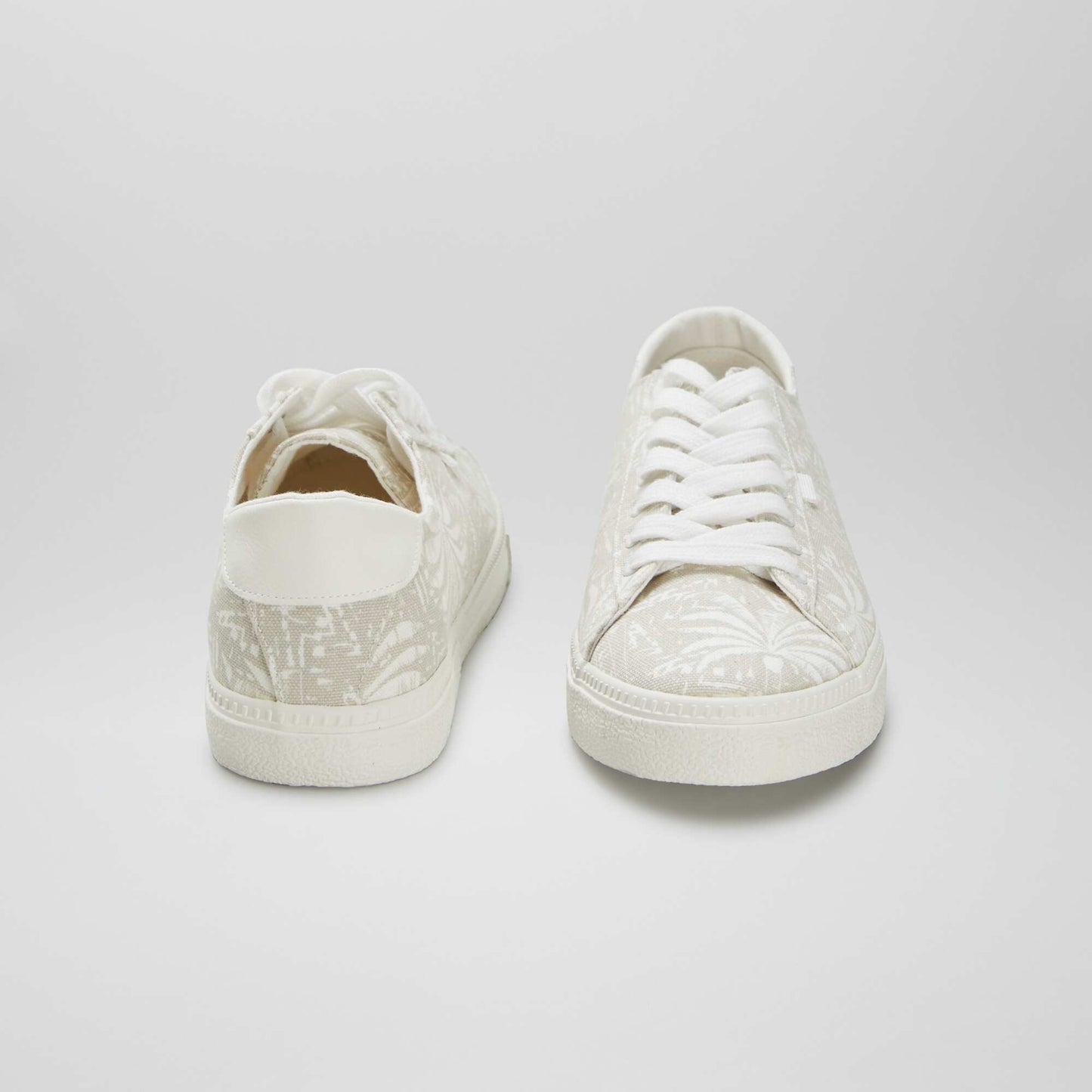 Low-top printed canvas trainers BEIGE