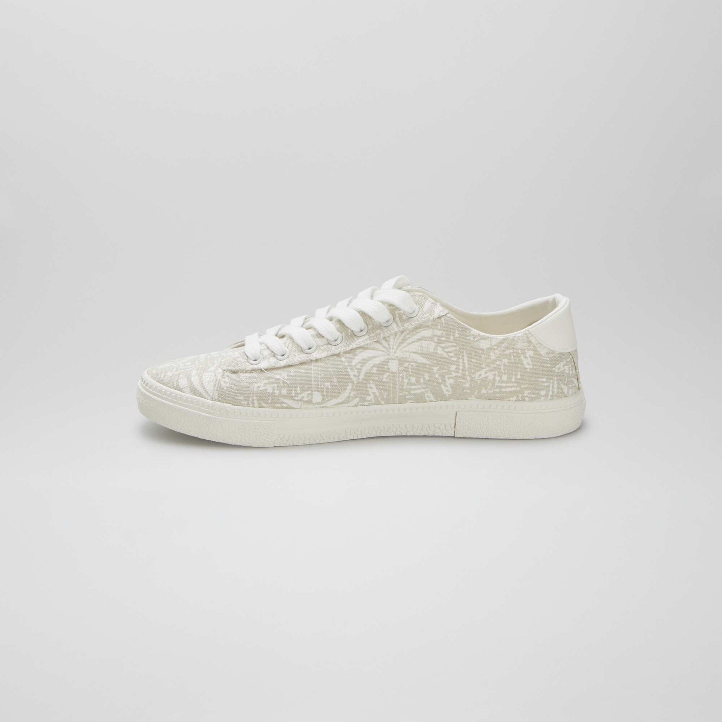 Low-top printed canvas trainers BEIGE