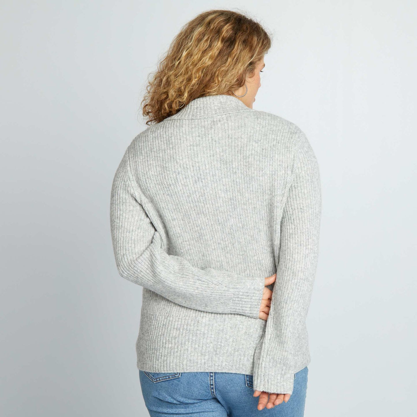 Zip-up polo neck cardigan GREY