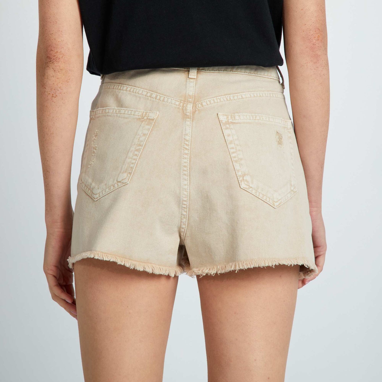 Faded denim shorts BEIGE