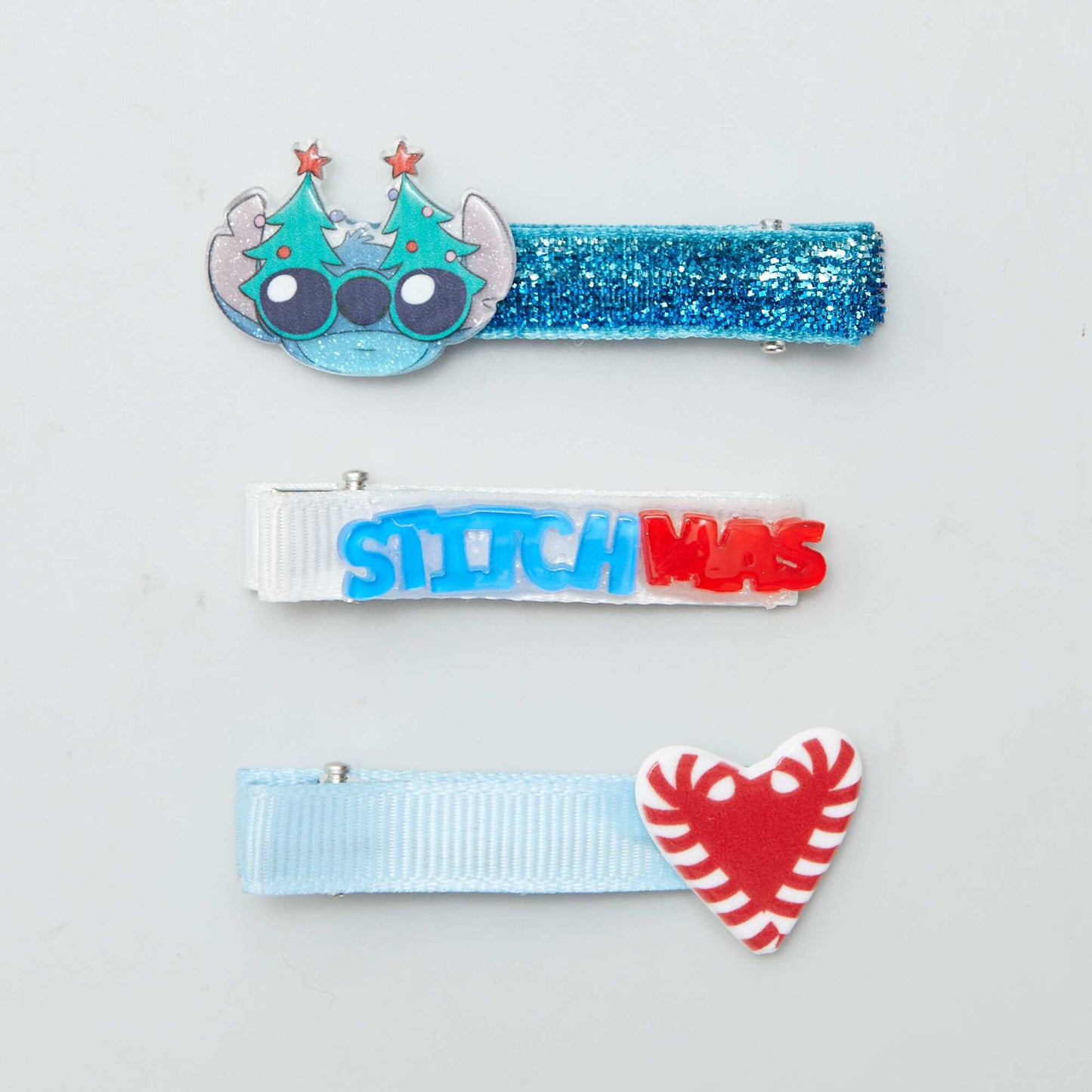 Christmas Stitch hair clips - Pack of 3 BLUE