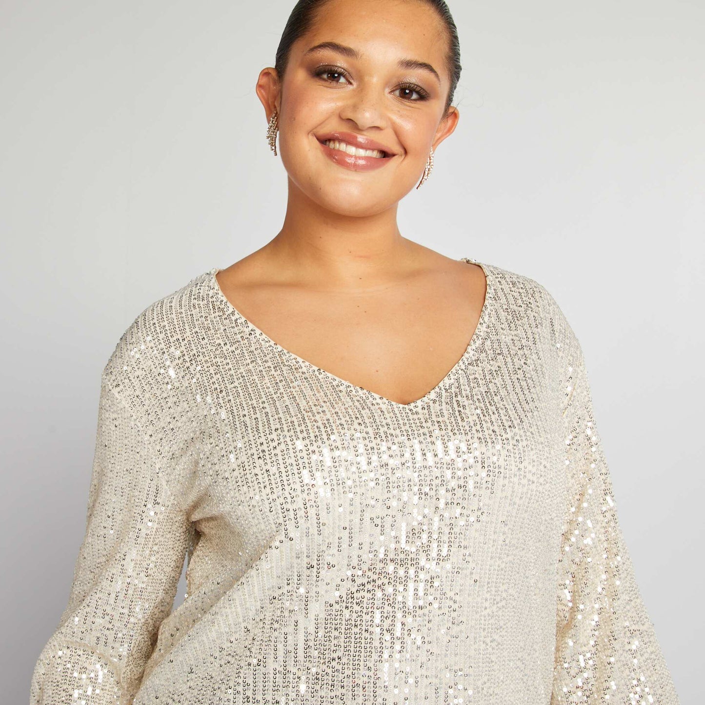 Long-sleeved sequined T-shirt YELLOW