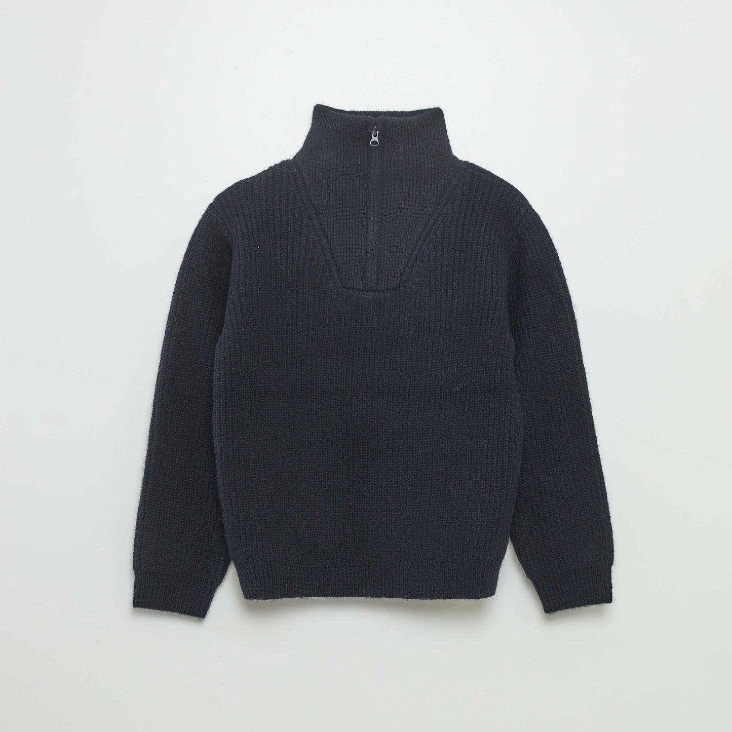 Zip-up high neck sweater BLUE