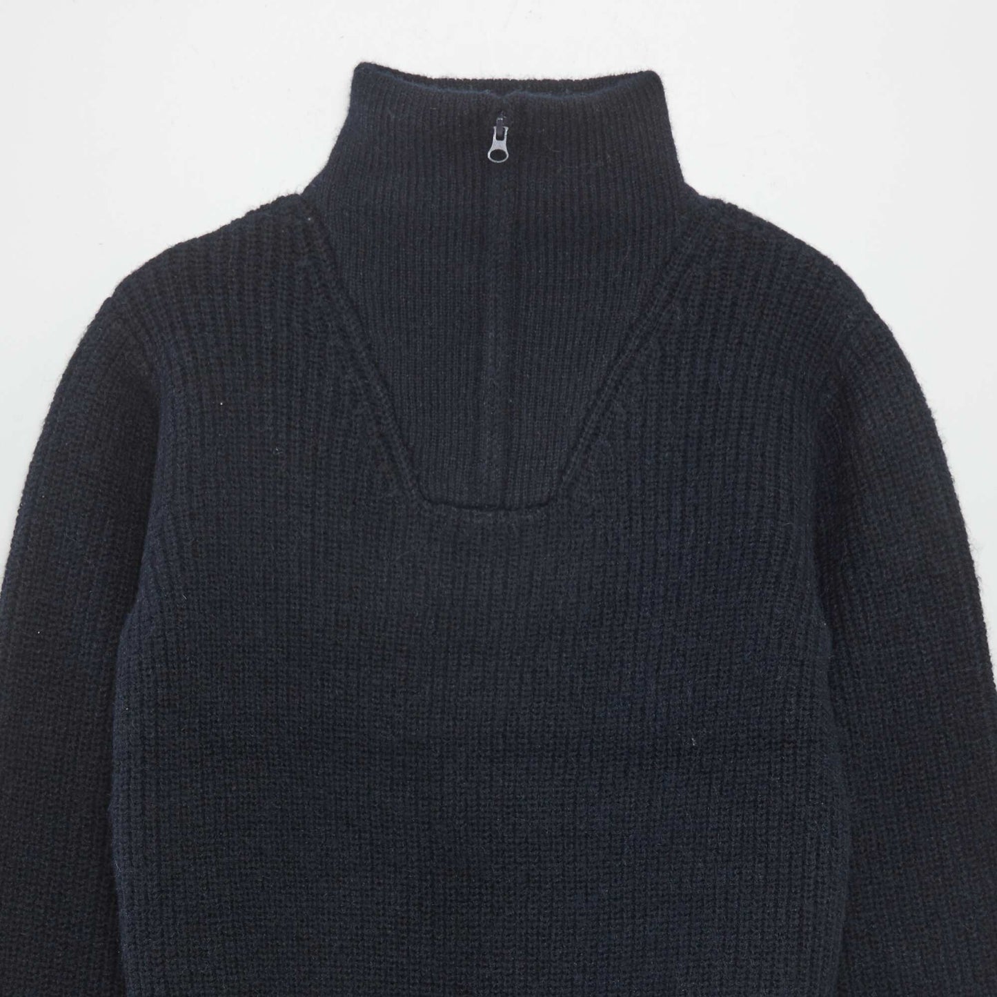 Zip-up high neck sweater BLUE