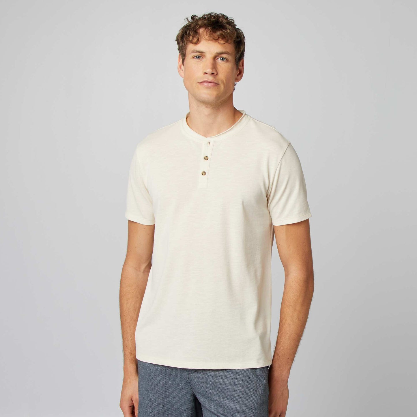 Henley collar T-shirt WHITE