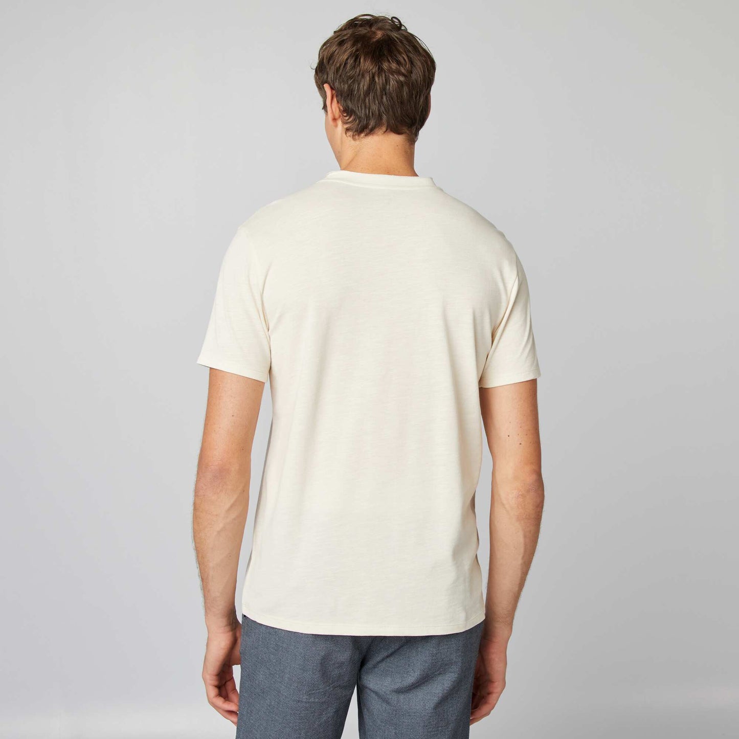 Henley collar T-shirt WHITE