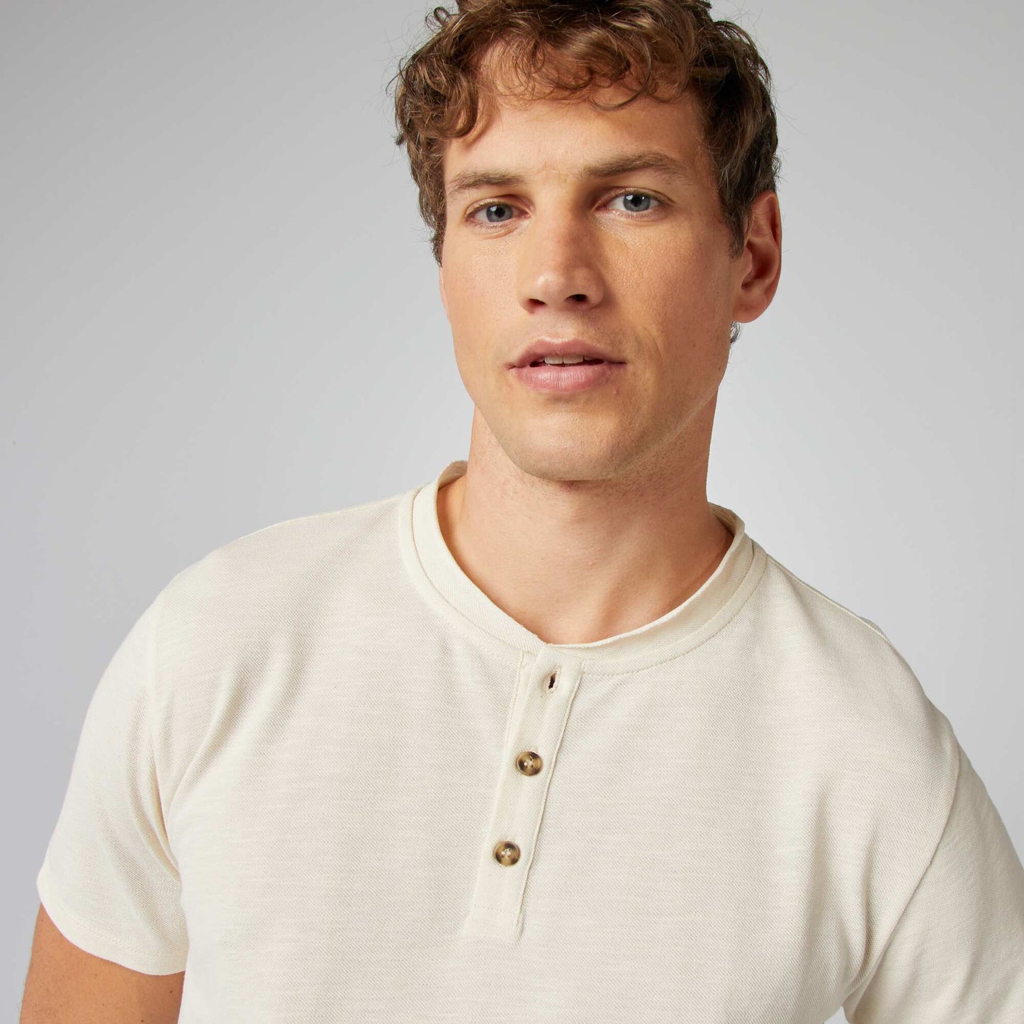 Henley collar T-shirt WHITE