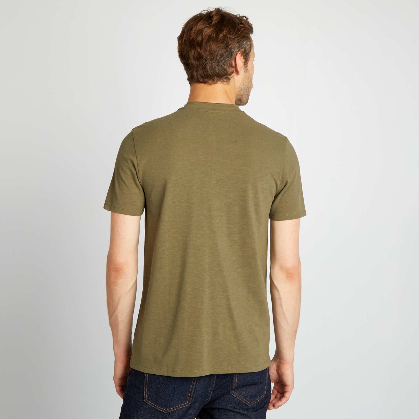 Henley collar T-shirt KHAKI