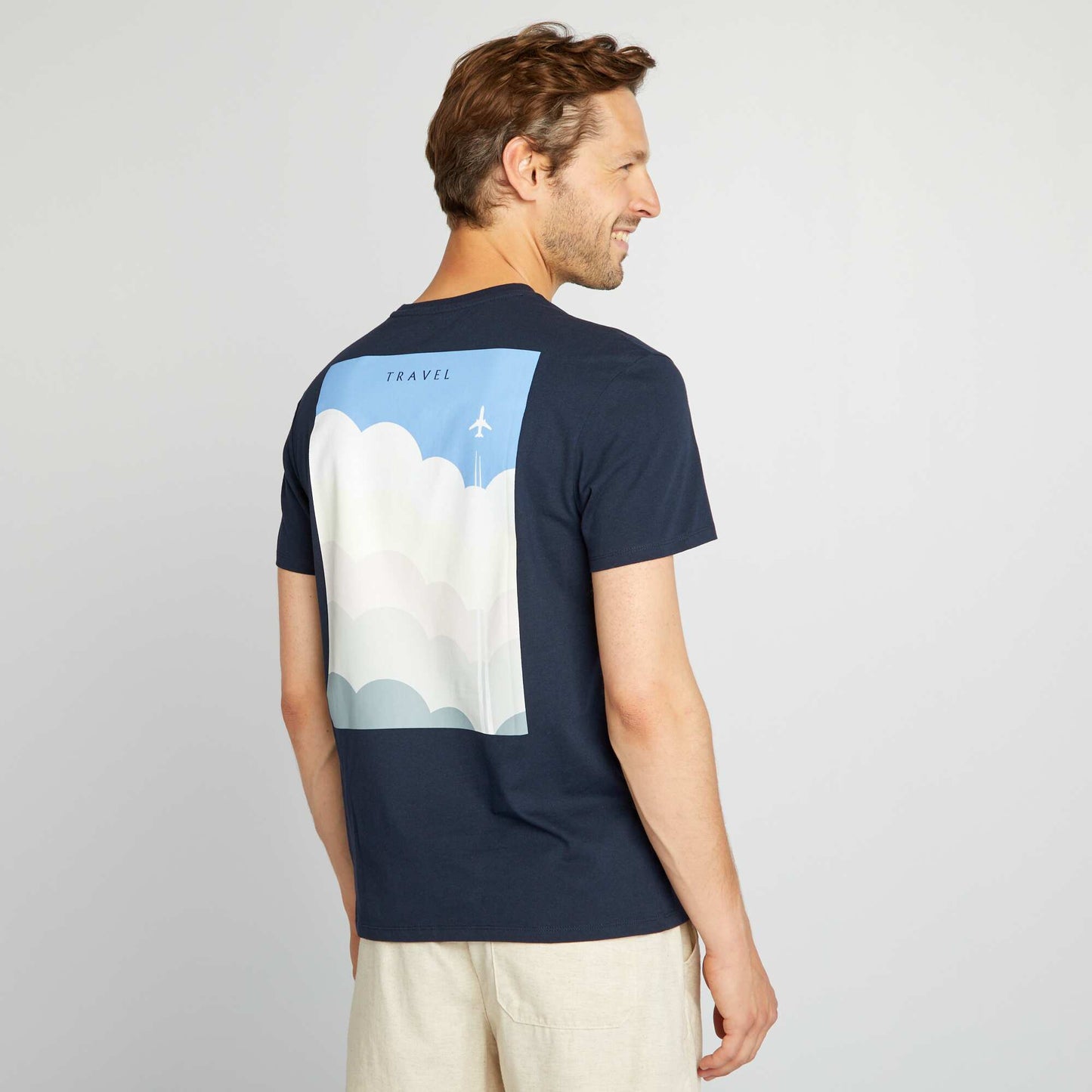 T-shirt with large print on the back BLUE