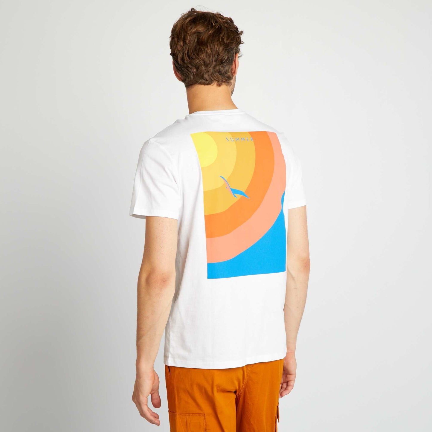 T-shirt with large print on the back WHITE