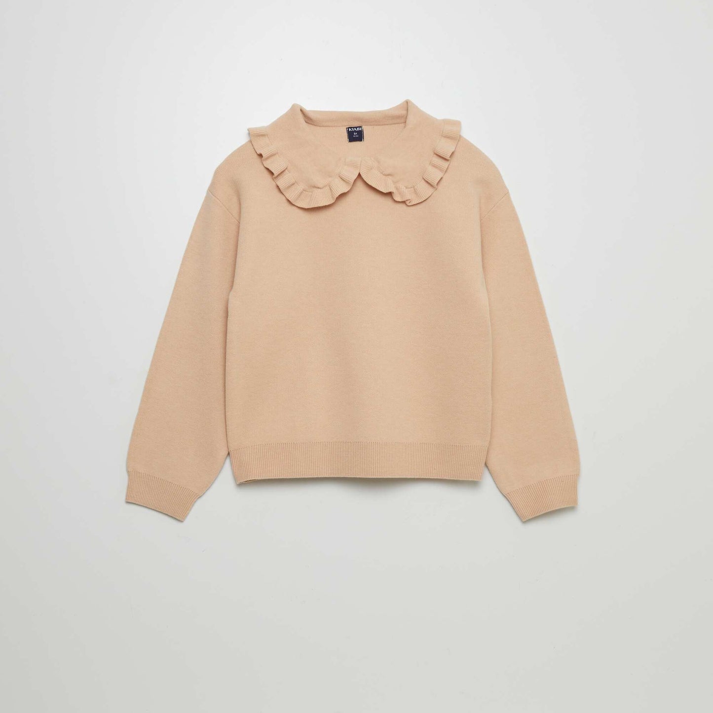 Plain jumper with a Peter Pan collar BEIGE