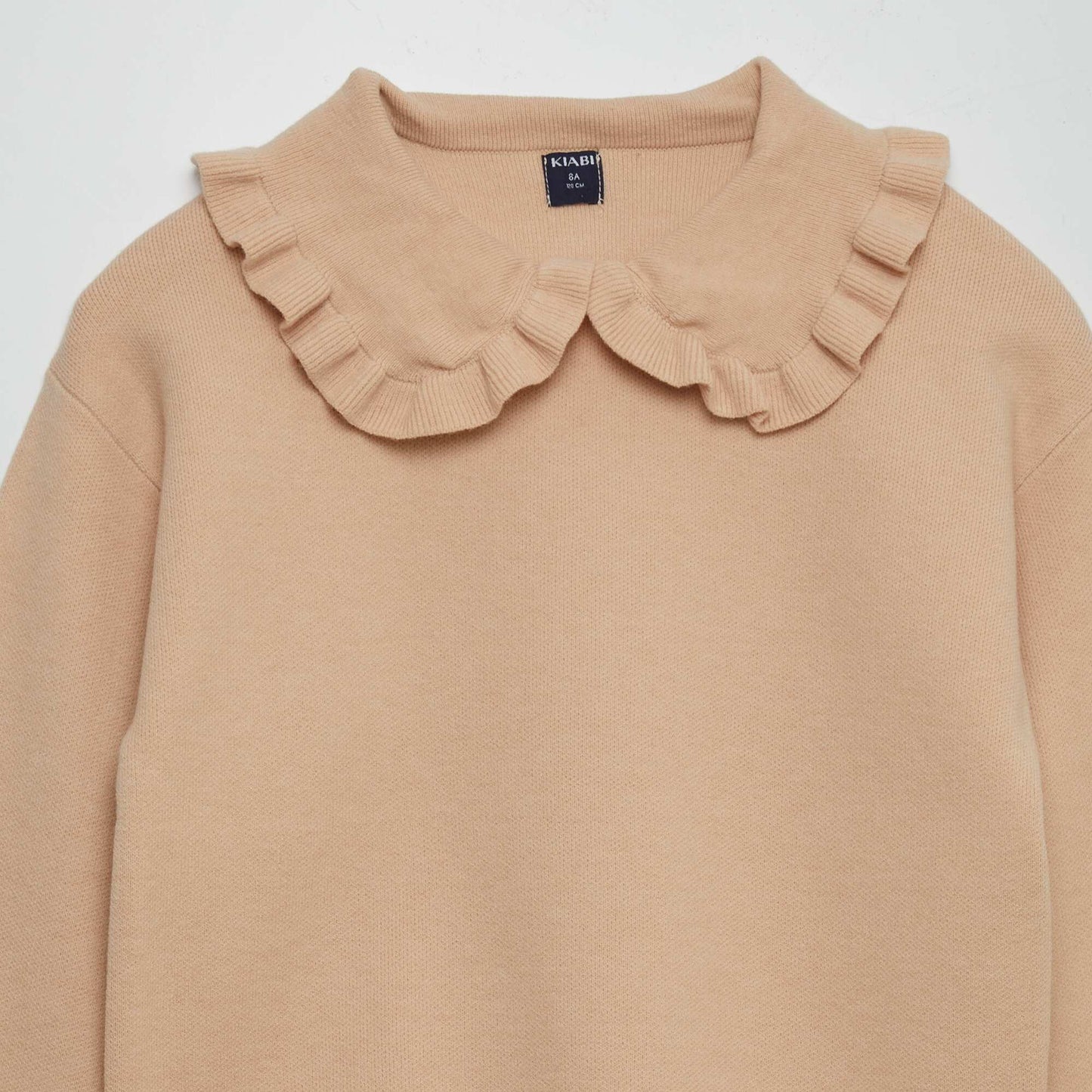 Plain jumper with a Peter Pan collar BEIGE