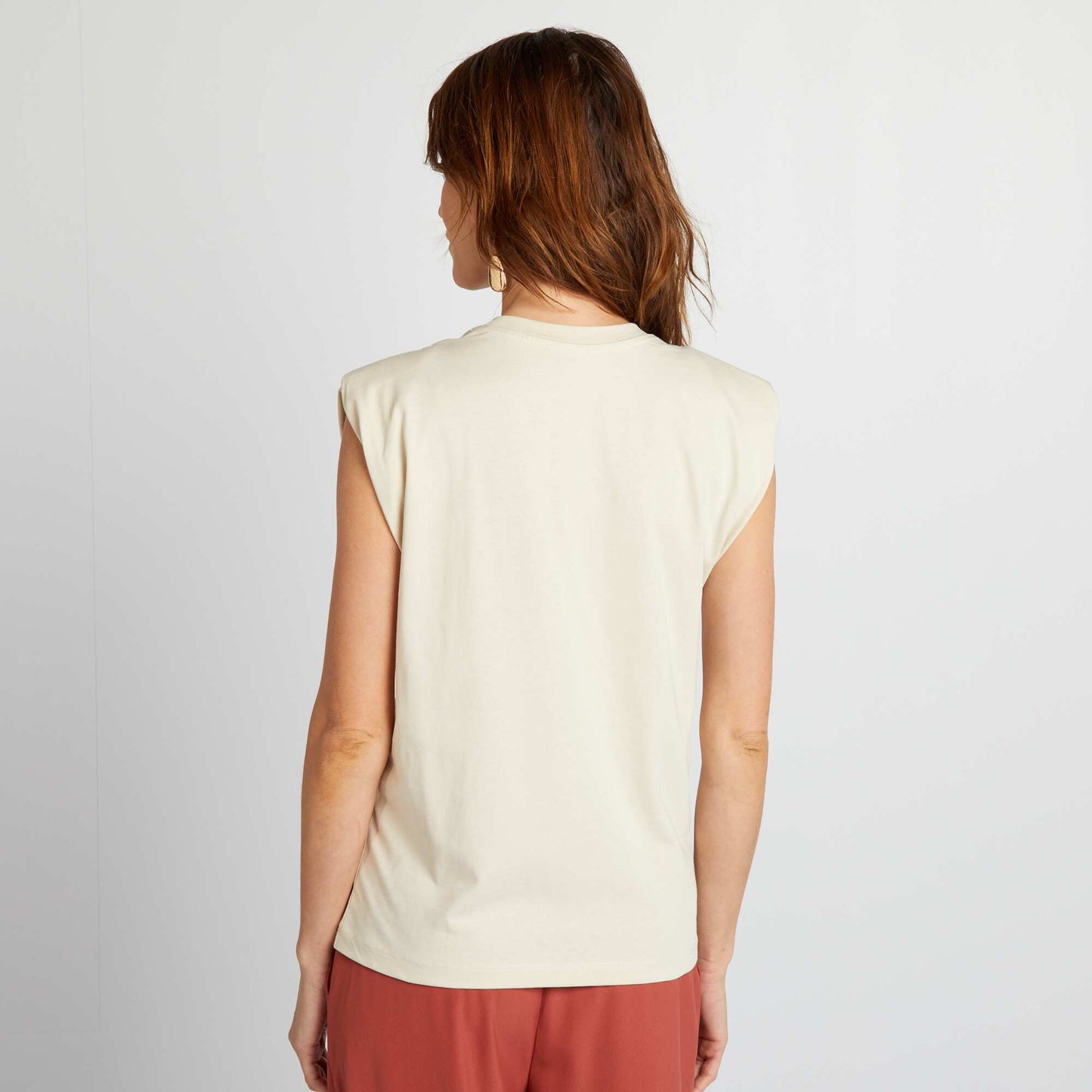 Sleeveless T-shirt BEIGE