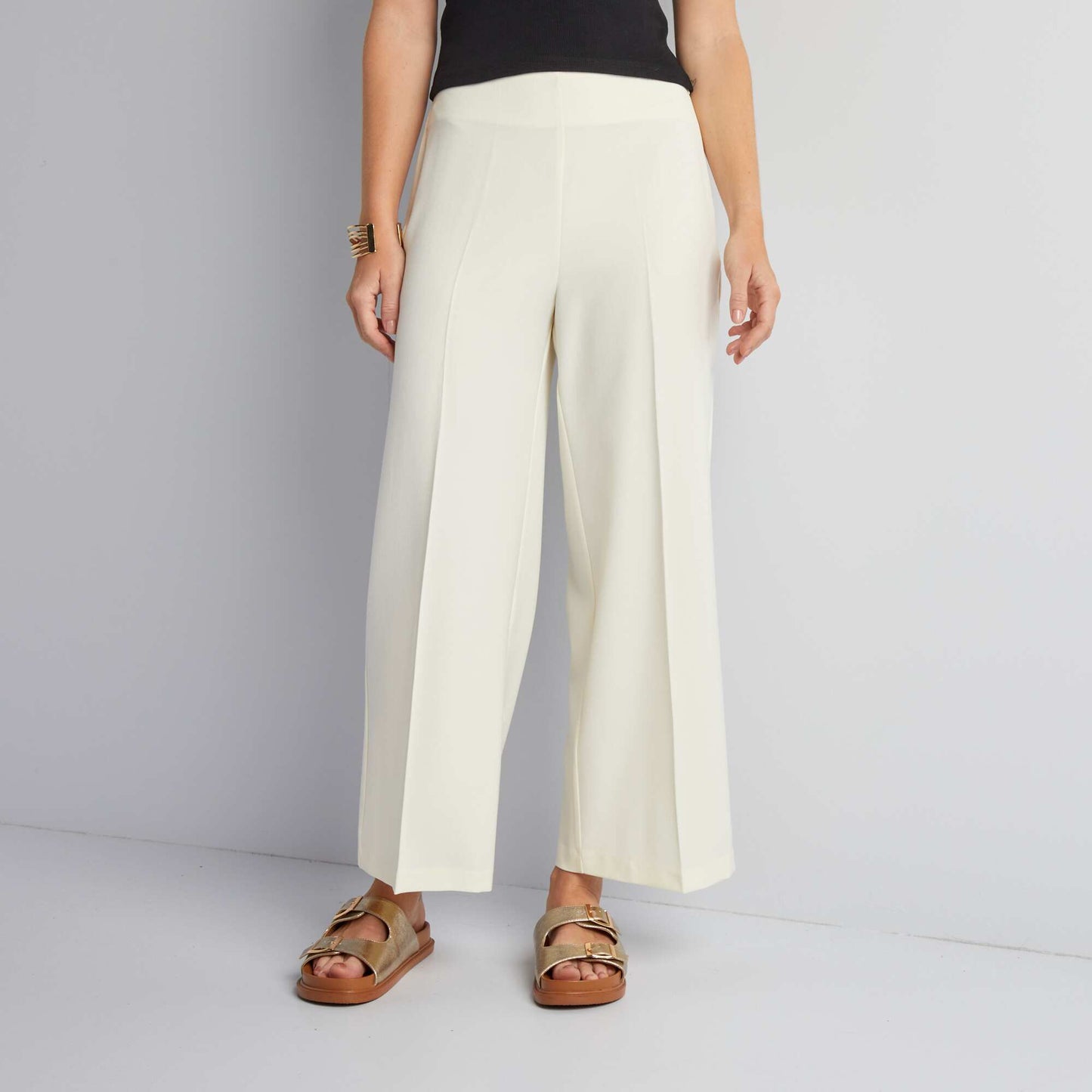 High-waisted tailored trousers WHITE