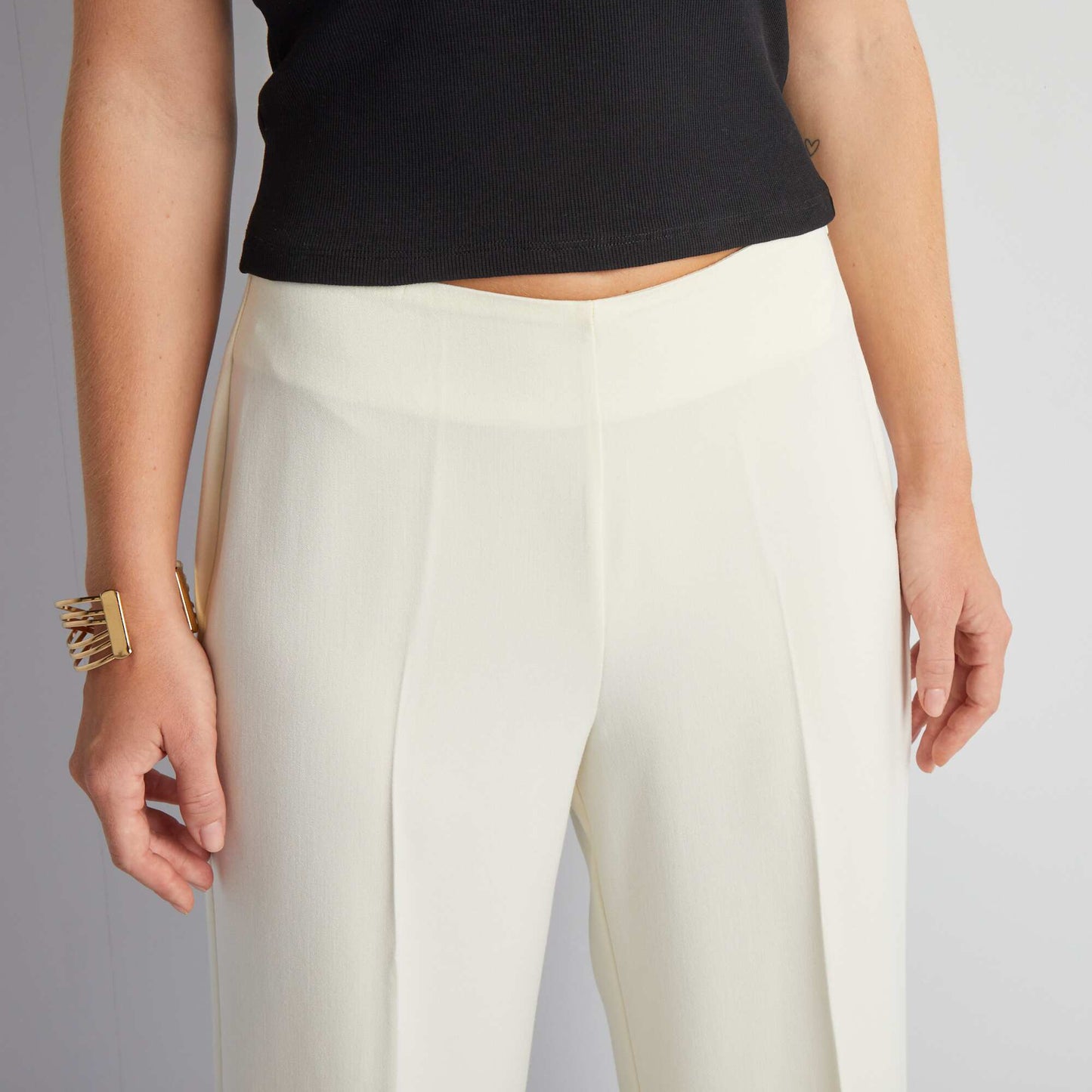 High-waisted tailored trousers WHITE